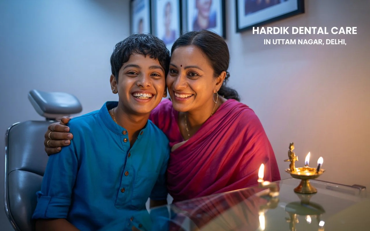 Post-Orthodontic Smile Confidence Patient smiling after orthodontic treatment at Hardik Dental Care