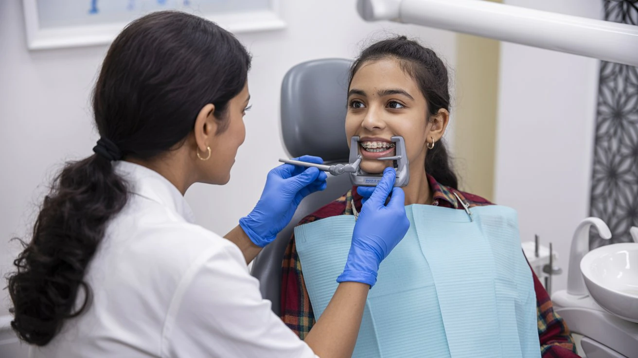 Braces for Smile Correction Patient with braces at Hardik Dental Care in Uttam Nagar